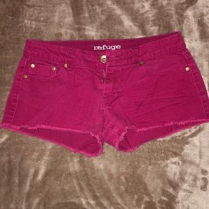 Dark red low rise jean shorts